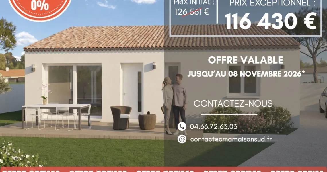 image Projet de construction d'une maison 90 m² avec terrain à CANET (34)