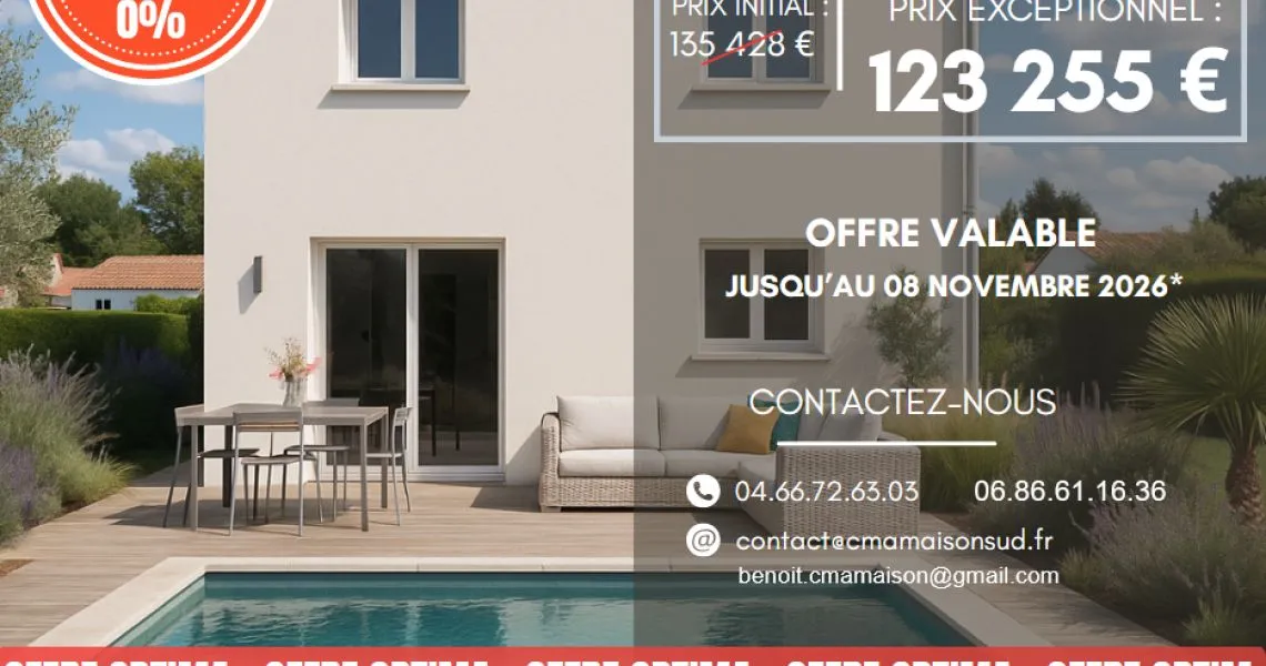 image Projet de construction d'une maison 85 m² avec terrain à AIMARGUES (30)