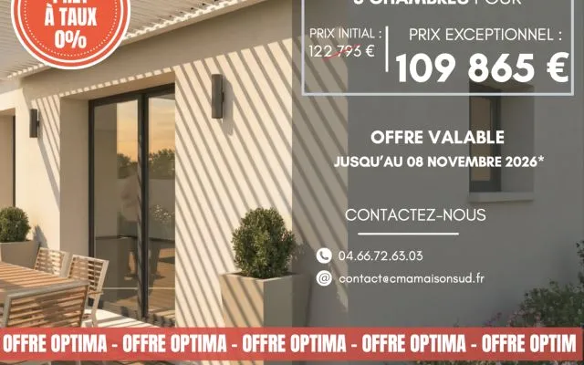 Offre OPTIMA : Maison 80 m2 à 109 865€