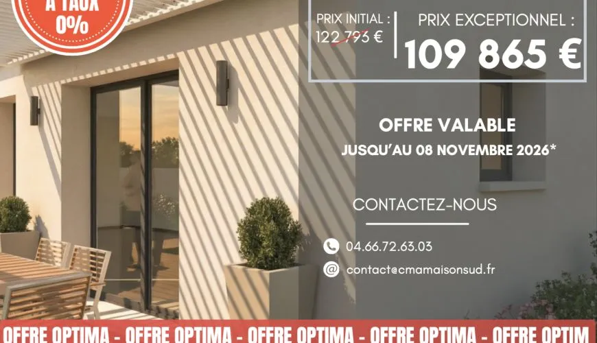 Offre OPTIMA : Maison 80 m2 à 109 865€